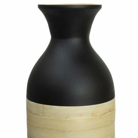 Uniquewise Cylinder Shaped Tall Spun Bamboo Floor Vase Glossy Black Lacquer and Natural Bamboo Finish, Large QI003455BKN.L